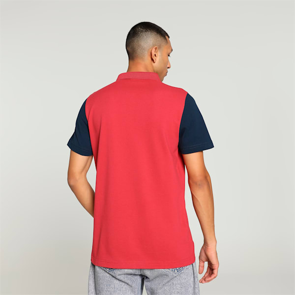 Men's Contrast Sleeve Slim Fit Polo, Club Red, extralarge-IND