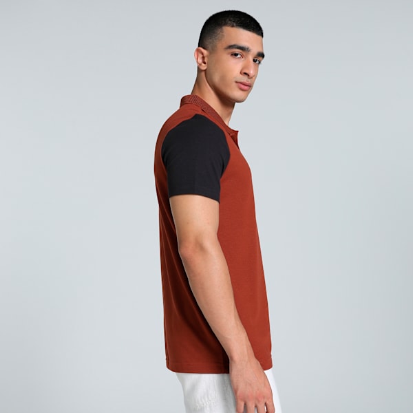 Men's Contrast Sleeve Slim Fit Polo, Mars Red, extralarge-IND