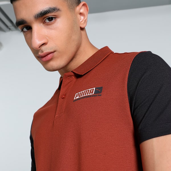 Men's Contrast Sleeve Slim Fit Polo, Mars Red, extralarge-IND