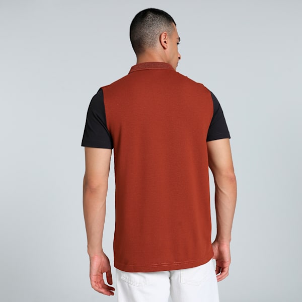 Men's Contrast Sleeve Slim Fit Polo, Mars Red, extralarge-IND