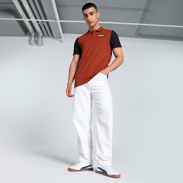 Men's Contrast Sleeve Slim Fit Polo, Mars Red, extralarge-IND