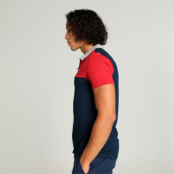 Men's Stylized Colorblock Slim Fit Polo, Club Navy, extralarge-IND