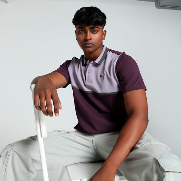 Men's Colorblock Polo, Midnight Plum, extralarge-IND