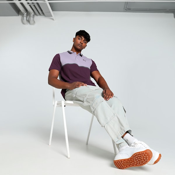 Men's Colorblock Polo, Midnight Plum, extralarge-IND