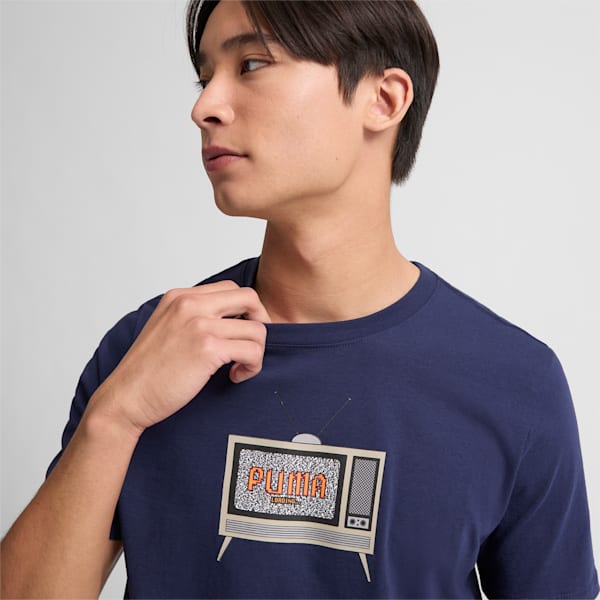 Camiseta con gráfico de 8 bits para hombre, PUMA Navy, extralarge