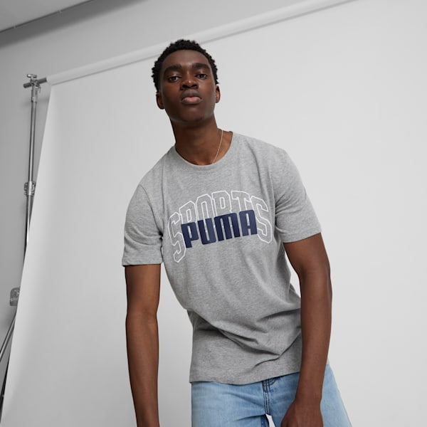 Camiseta Collegiate Logo para hombre, Medium Gray Heather, extralarge