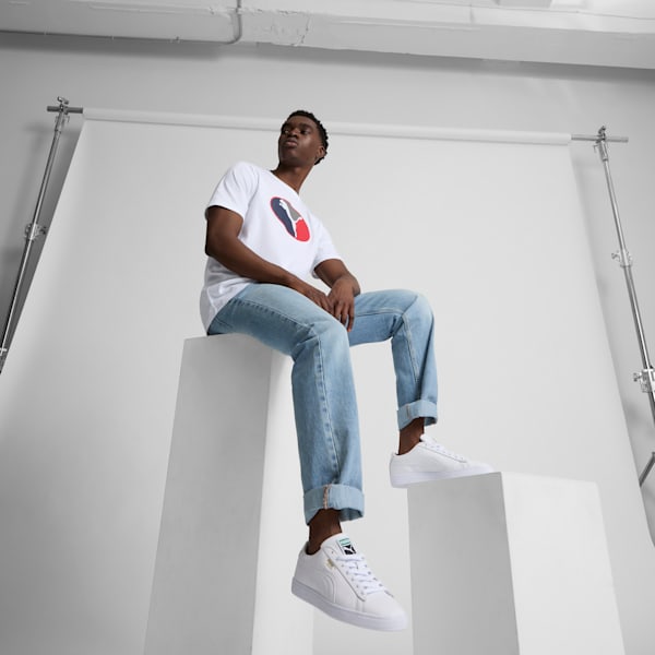 Oval Men's Tee, PUMA White-Puma White Multi, extralarge