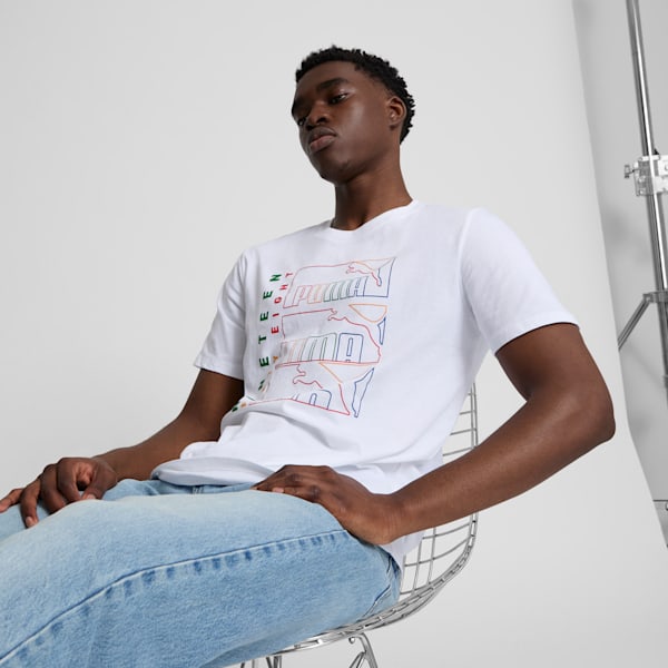 Camiseta para hombre con triple logotipo, Puma White, extralarge