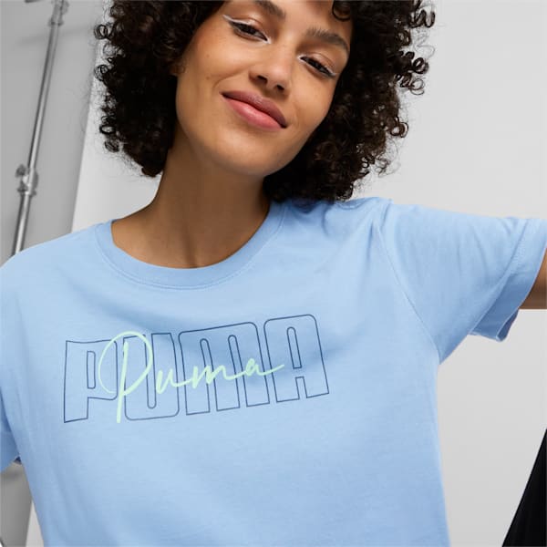 T-shirt avec logo PUMA Script pour femme, Zen Blue, extralarge
