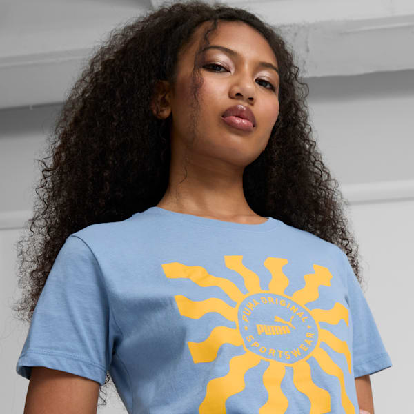 Novelty Sun Women's Tee, Zen Blue-Yellow sizzle, extralarge