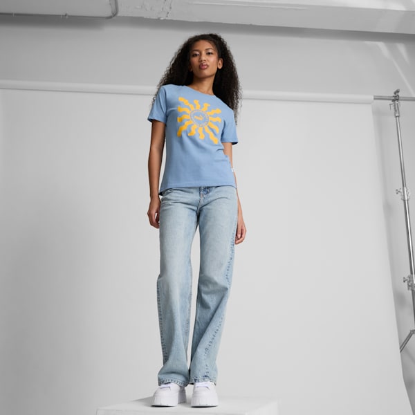 Camiseta para mujer Novelty Sun, Zen Blue-Yellow sizzle, extralarge
