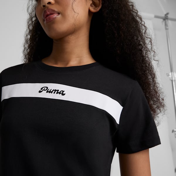 PUMA Upfront Line Logo Women's Tee, PUMA Black, extralarge