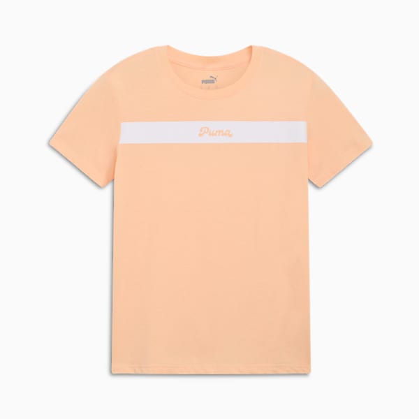 PUMA Upfront Line Logo Women's Tee, Peach Fizz, extralarge