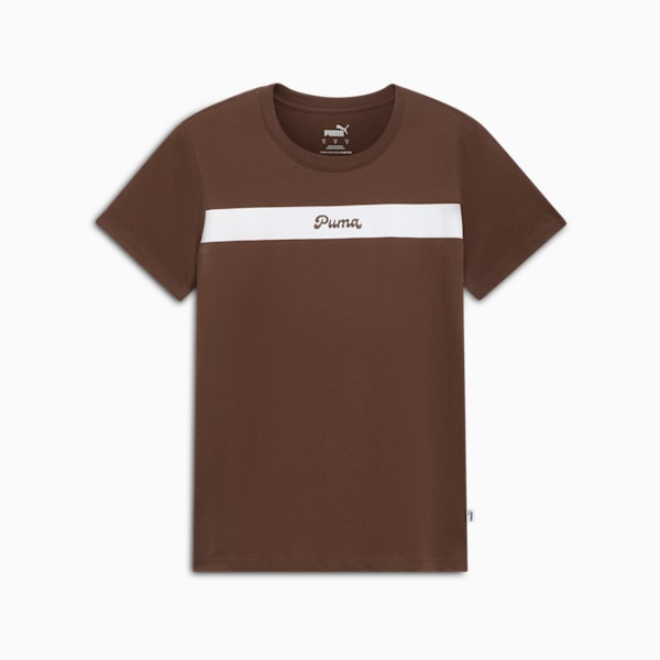PUMA Upfront Line Logo Women's Tee, Espresso Brown, extralarge