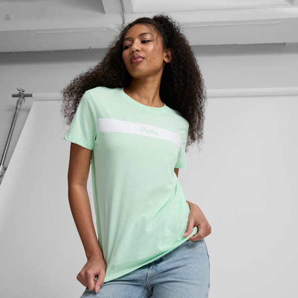 PUMA Upfront Line Logo Women's Tee, Fresh Mint, extralarge