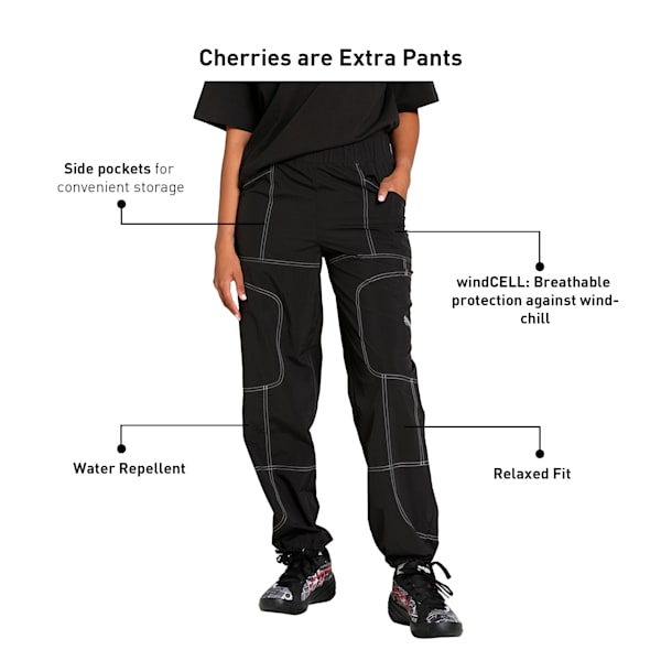 Cherries are Extra Women's Relaxed Fit Basketball Pants, PUMA Black, extralarge-IND