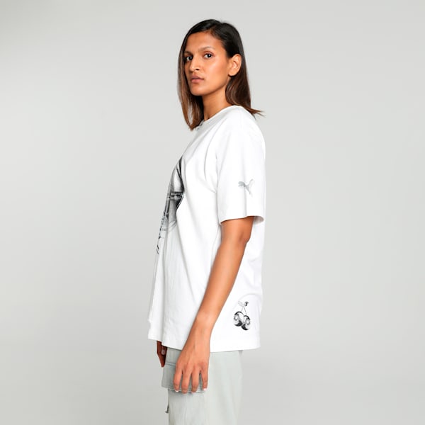 Cherry on Top Cut and Sew Women's Oversized Fit Basketball Tee, PUMA White, extralarge-IND