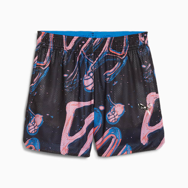 Pantalones cortos de baloncesto de malla con estampado integral Cherry On Top para mujer, PUMA Black, extralarge