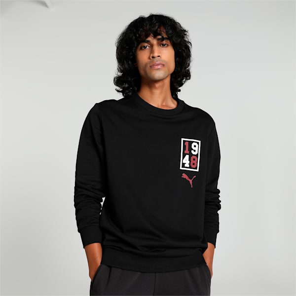 Graphic Men's Crew-Neck Sweatshirt, PUMA Black, extralarge-IND