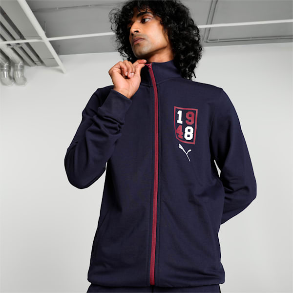 Men's Graphic Full-Zip Slim Fit Jacket, PUMA Navy, extralarge-IND