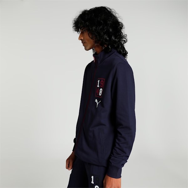 Men's Graphic Full-Zip Slim Fit Jacket, PUMA Navy, extralarge-IND