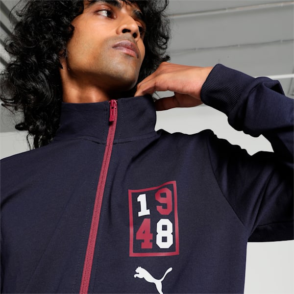 Men's Graphic Full-Zip Slim Fit Jacket, PUMA Navy, extralarge-IND