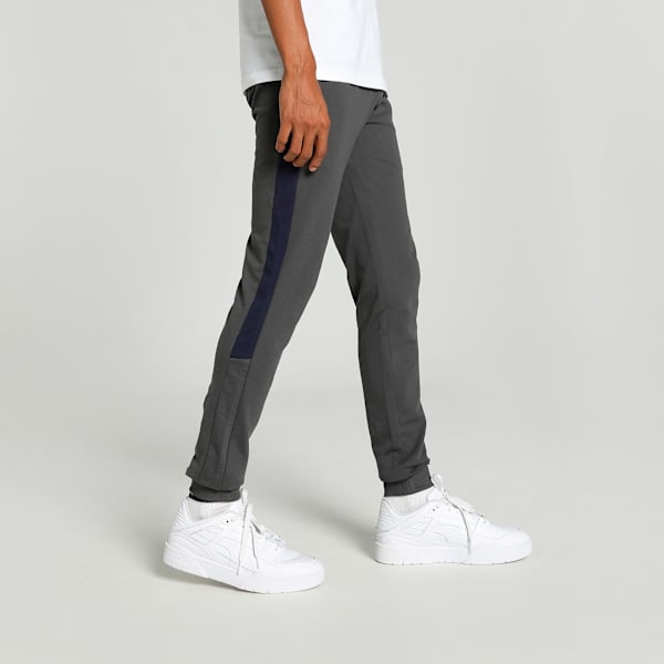 Graphic Colorblock Men's Slim Fit Pants, Shadow Gray, extralarge-IND