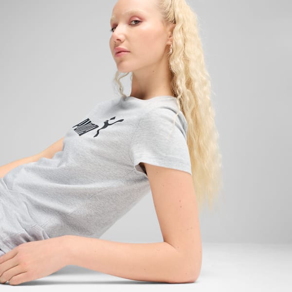 Playera Essentials No. 1 Logo para Mujer, Light Gray Heather, extralarge