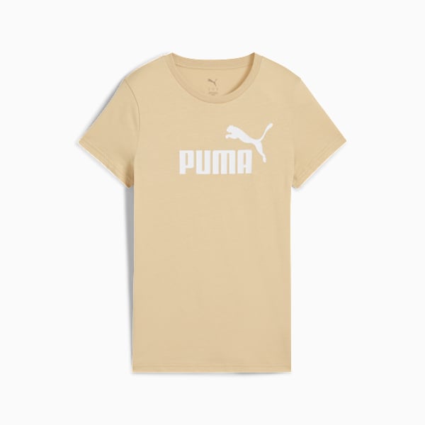 Beige PUMA T-shirt for adults with a white logo on the chest.