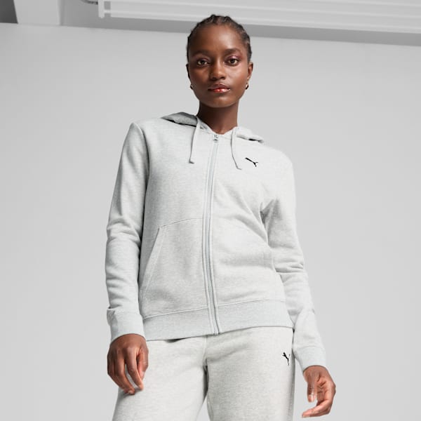 Essentials Women's Full-Zip Hoodie, Light Gray Heather, extralarge-IND