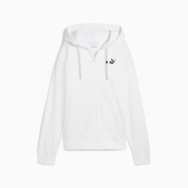 Essentials Small No. 1 Logo Fleece Women's Comfort Full-Zip Hoodie, PUMA White, extralarge