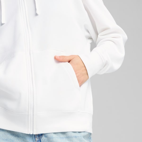 Essentials Small No. 1 Logo Fleece Women's Comfort Full-Zip Hoodie, PUMA White, extralarge