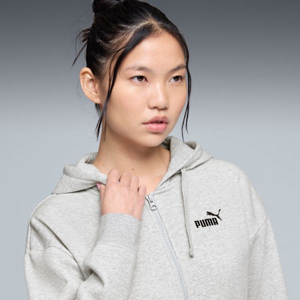 Chandail à capuchon en molleton confortable à fermeture éclair entière Essentials Femme, Light Gray Heather, extralarge