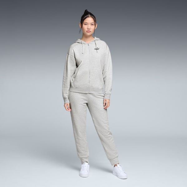 Chandail à capuchon en molleton confortable à fermeture éclair entière Essentials Femme, Light Gray Heather, extralarge