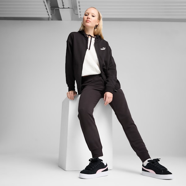 Sudadera con capucha y cierre completo de felpa francesa logotipo pequeño Essentials No. 1, PUMA Black, extralarge