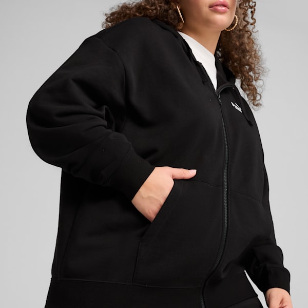 Sudadera con capucha y cierre completo de felpa francesa logotipo pequeño Essentials No. 1, PUMA Black, extralarge