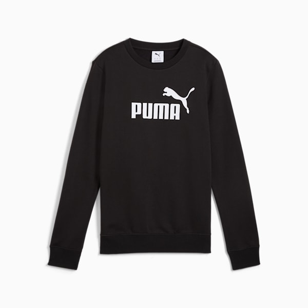 Suéter de cuello redondo para mujer logotipo Essentials No. 1, PUMA Black, extralarge