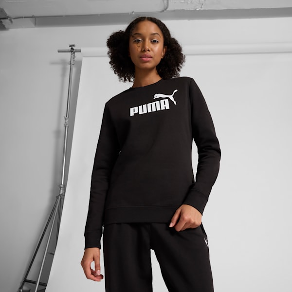 Suéter de cuello redondo para mujer logotipo Essentials No. 1, PUMA Black, extralarge