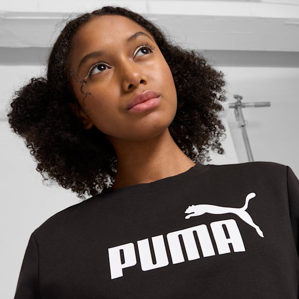 Suéter de cuello redondo para mujer logotipo Essentials No. 1, PUMA Black, extralarge