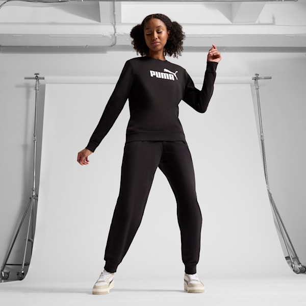 Suéter de cuello redondo para mujer logotipo Essentials No. 1, PUMA Black, extralarge