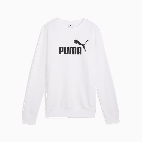 Suéter de cuello redondo para mujer logotipo Essentials No. 1, PUMA White, extralarge