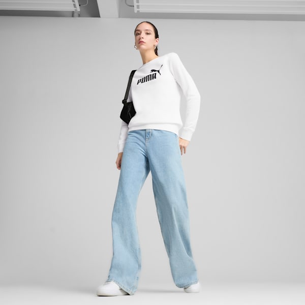 Essentials No. 1 Logo Women's Crew Sweater, PUMA White, extralarge