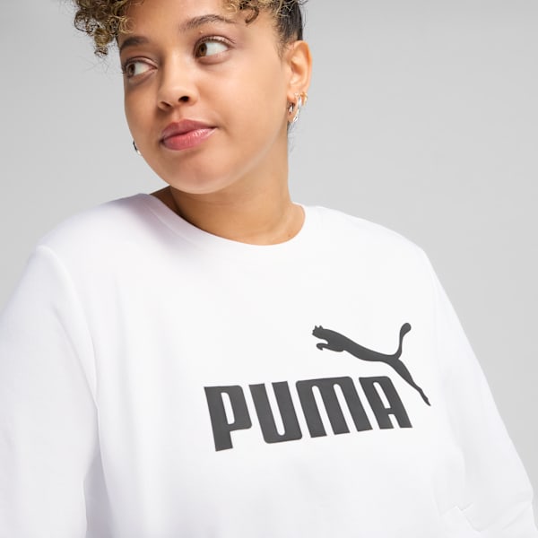 Suéter de cuello redondo para mujer logotipo Essentials No. 1, PUMA White, extralarge