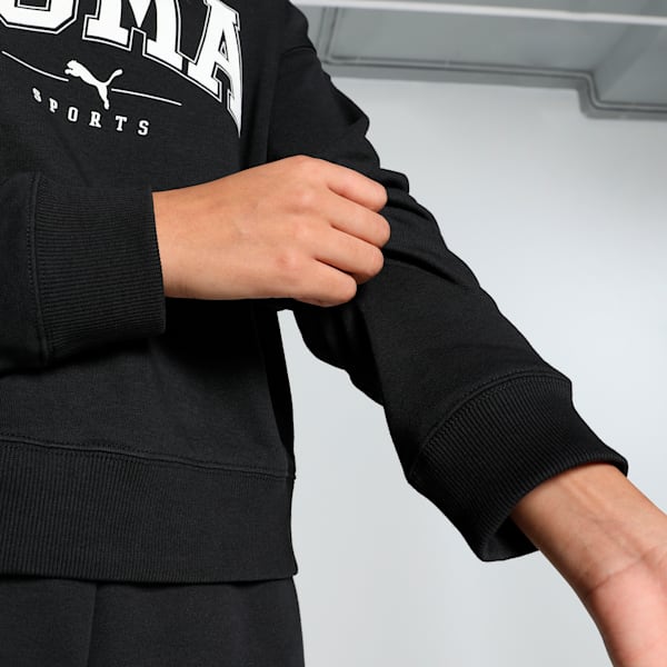 SQUAD Women's Relaxed Fit Crew Neck Sweatshirt, PUMA Black, extralarge-IND
