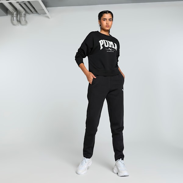 SQUAD Women's Relaxed Fit Crew Neck Sweatshirt, PUMA Black, extralarge-IND
