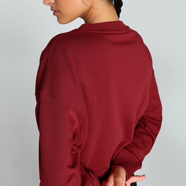 SQUAD Women's Relaxed Fit Crew Neck Sweatshirt, Intense Red, extralarge-IND
