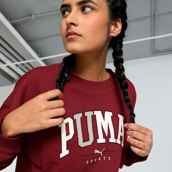 SQUAD Women's Relaxed Fit Crew Neck Sweatshirt, Intense Red, extralarge-IND