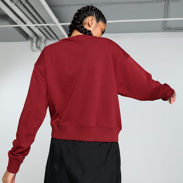 SQUAD Women's Relaxed Fit Crew Neck Sweatshirt, Intense Red, extralarge-IND