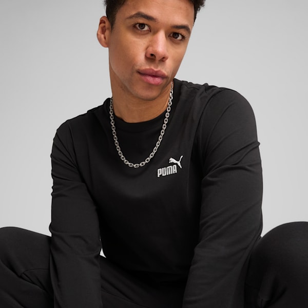 Essentials No. 1 Logo Men's Long Sleeve Tee, PUMA Black, extralarge