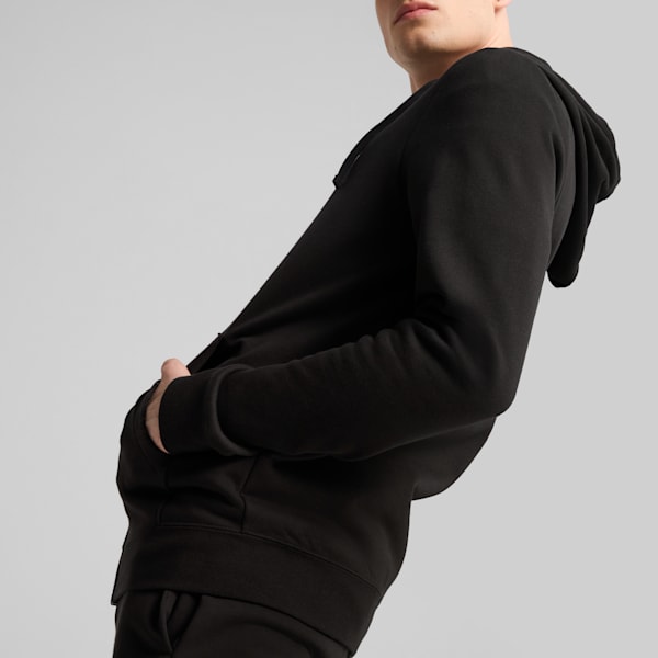 Essentials Fleece Men's Full-Zip Hoodie, PUMA Black, extralarge